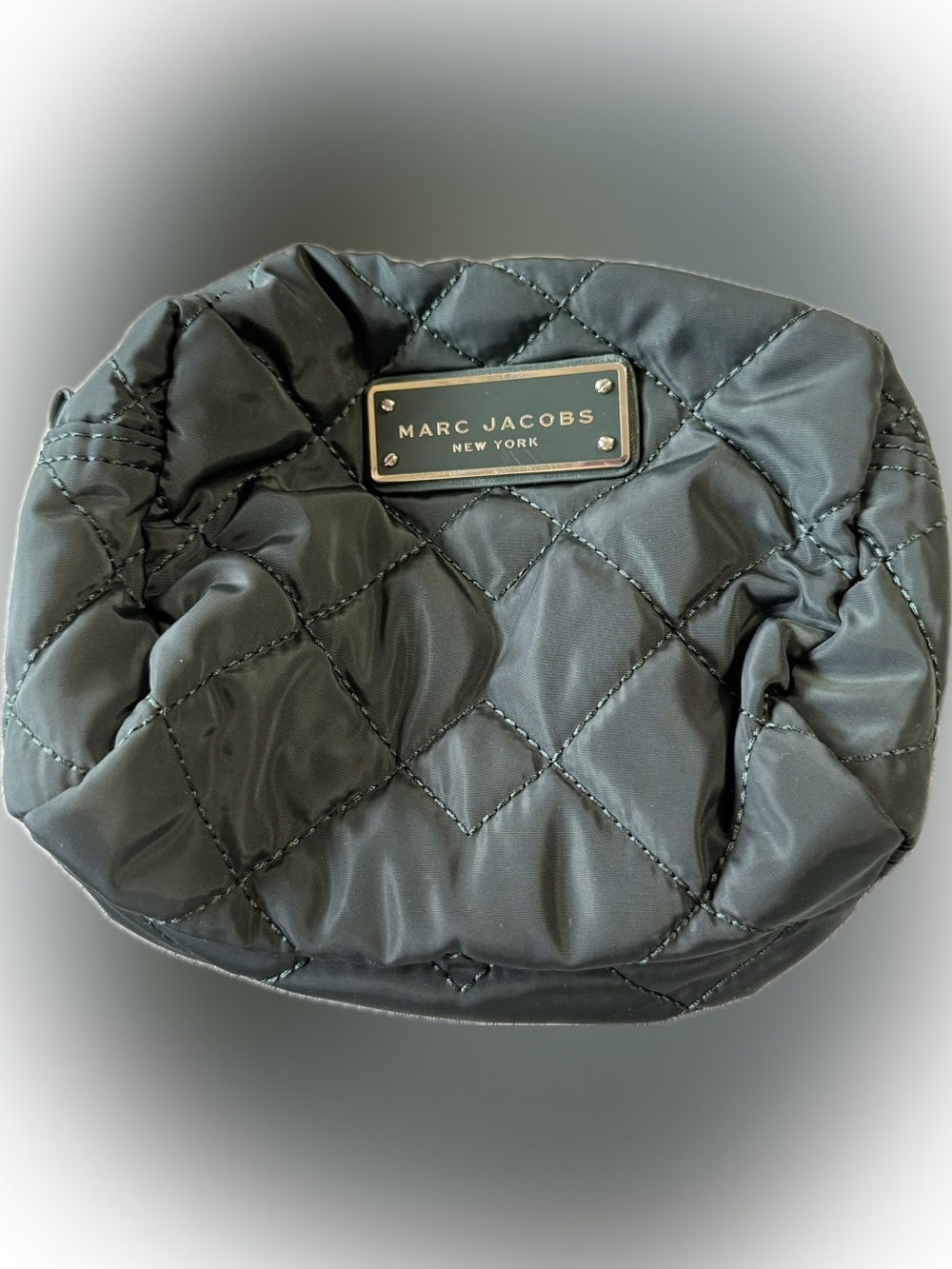 Marc Jacobs Quilted Satin Pouch in Teal Green